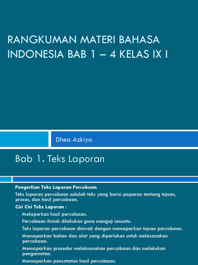 Rangkuman Materi Bahasa Indonesia Bab 1 4 Pdf