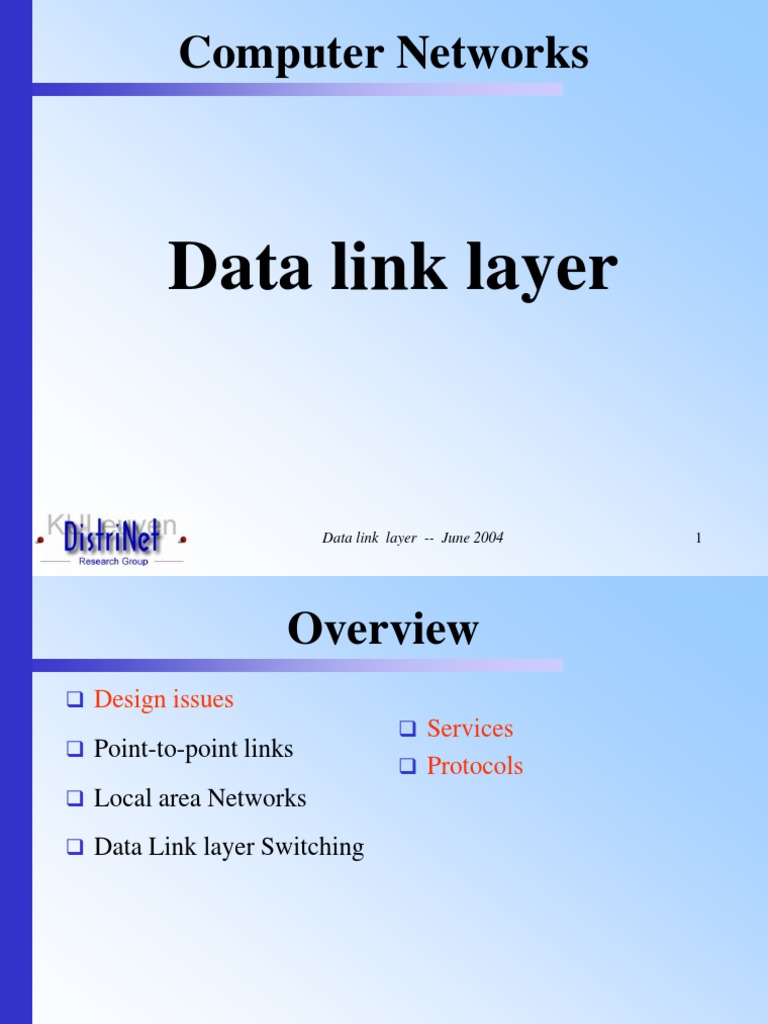 Computer Networks: Data Link Layer | PDF | Transmission Control ...