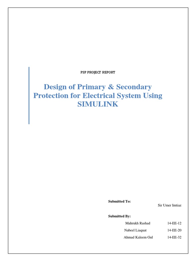 Design of Primary & Secondary Protection For Electrical System Using ...