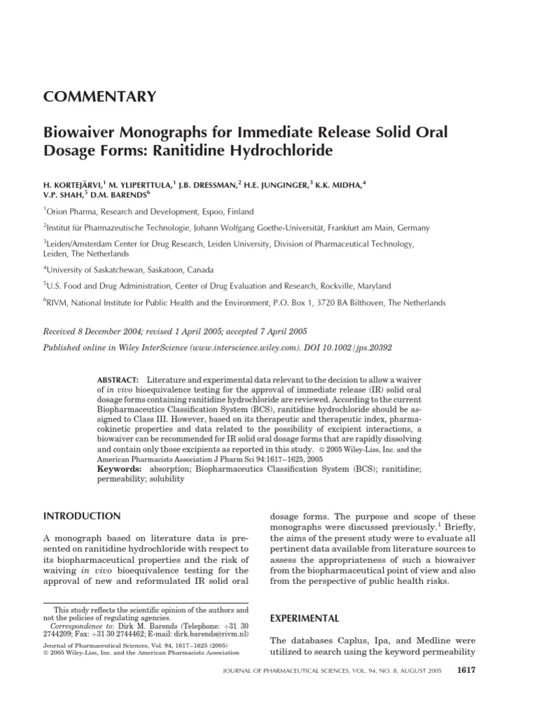 Ranitidine Hydrochloride PDF | PDF | Solubility | Tablet (Pharmacy)