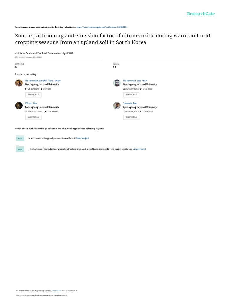 Source Partitioning and Emission Factor of Nitrous Oxide During Warm