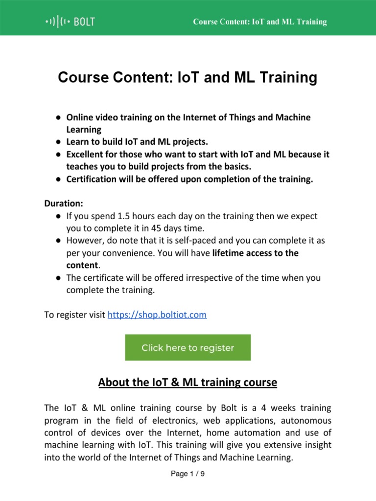 IoT & ML Online Training Course | PDF | Internet Of Things | Html