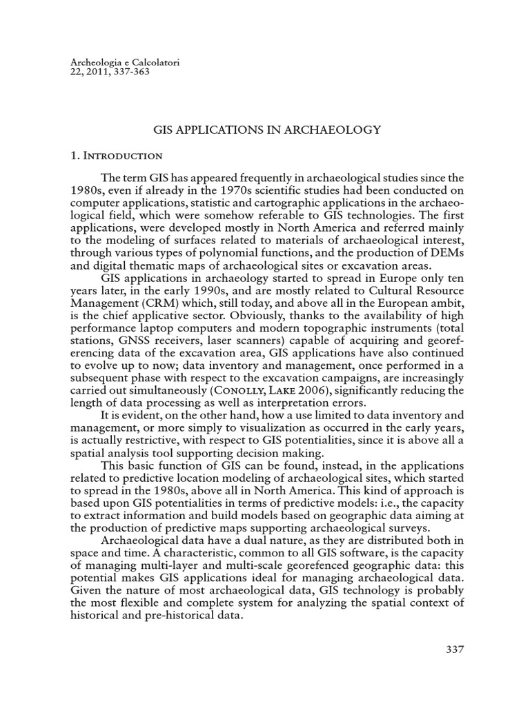 GIS Applications in Archaeology PDF Geographic Information System
