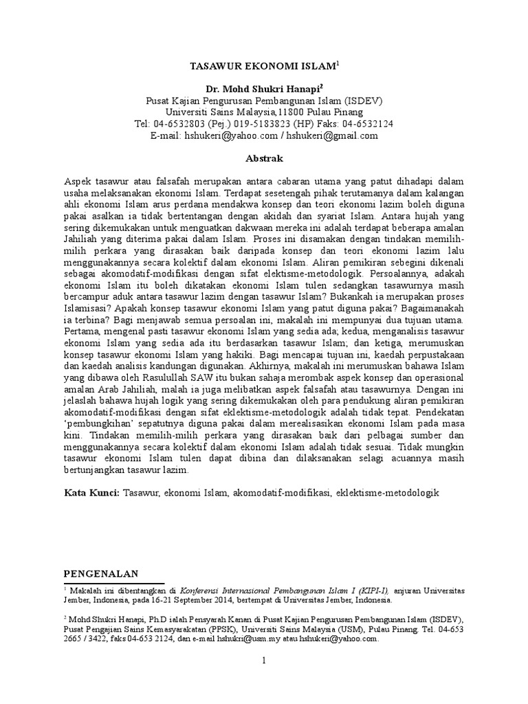 Tasawur Ekonomi Islam Pdf