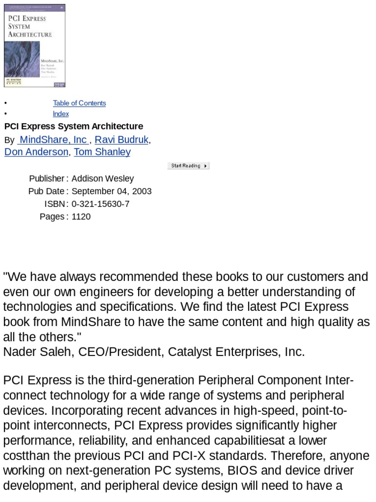 Pci Express System Architecture PDF | PDF | Transmission Control