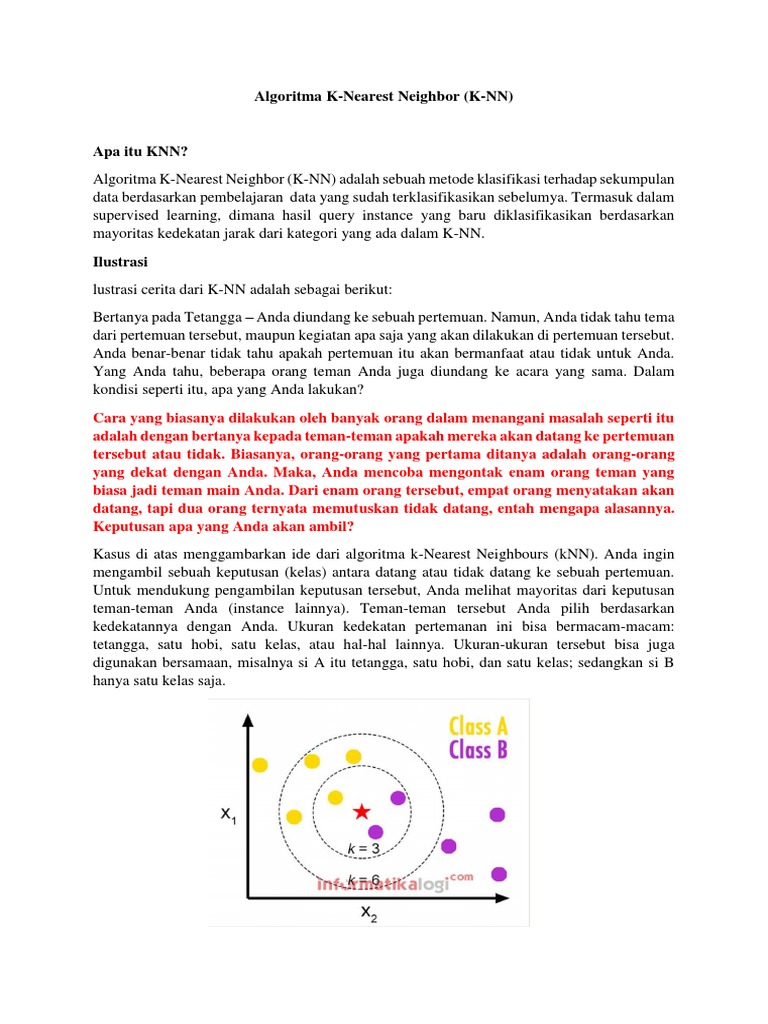 Algoritma K-Nearest Neighbor (K-NN) | PDF