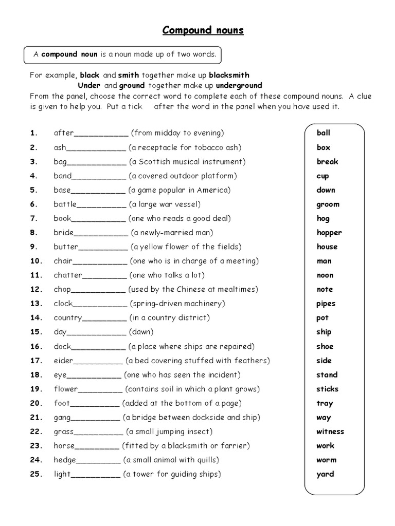 Compound Nouns 1 | PDF | Linguistics | Syntax