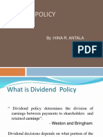 Dividend Policy: By:Hina R. Antala