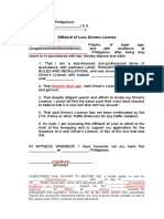 Affidavit of Loss Drivers License