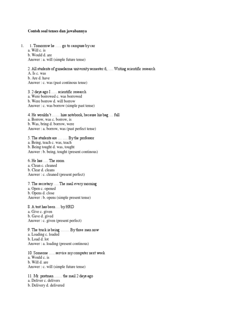 Contoh Soal Tenses Dan Jawabannya Adjective Adverb