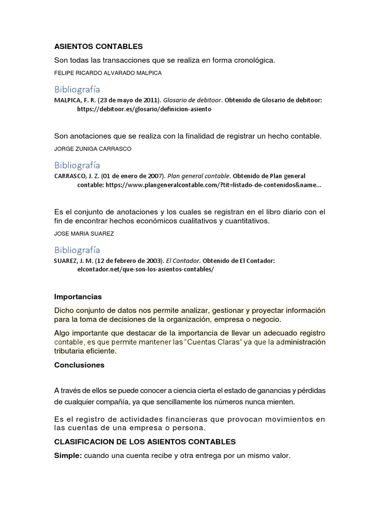 Asientos Contables y su Clasificación | PDF | Devengo | Contabilidad