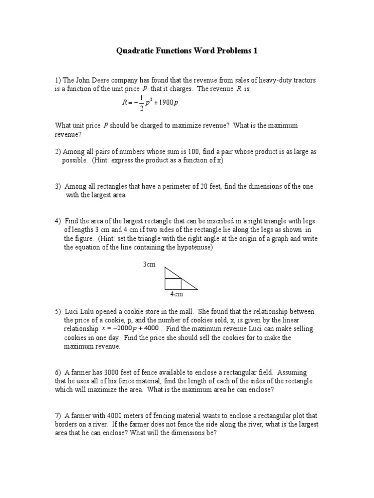 Optimizing Area in Quadratic Problems | PDF | Area | Physics