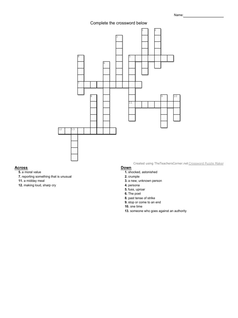Crossword Puzzle Clues and Answers PDF