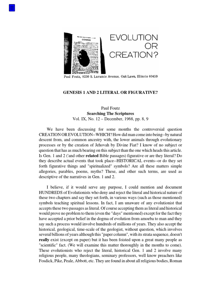 Is The Creation Story In Genesis Literal