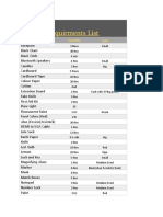 Requirments list for school event