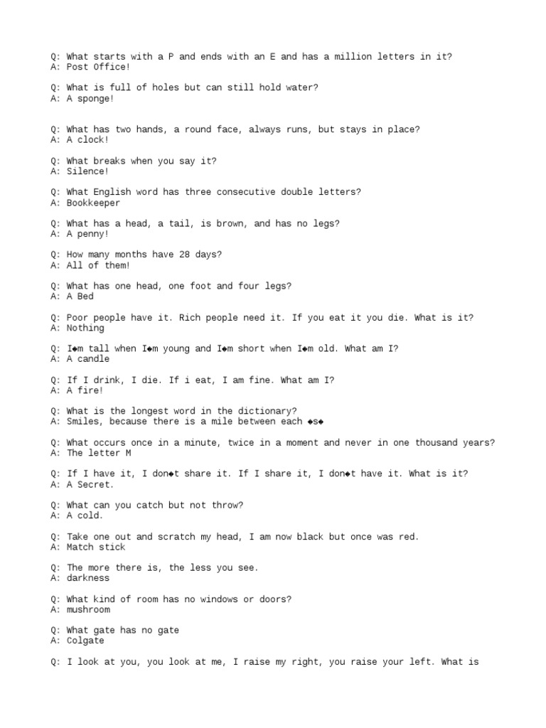 Riddles and Their Answers | PDF