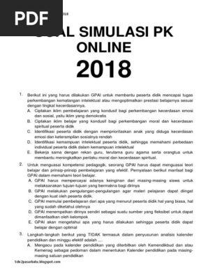 Soal Pk Online Guru Pai 2018 Dunia Sekolah