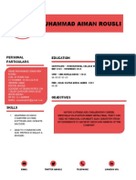 Muhammad Aiman Rousli: Personal Particulars Education
