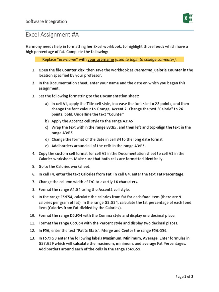 Excel Formatting Assignment Guide | PDF | Microsoft Excel | Computing
