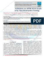 Experimental Validation on ASTM A516 Grade 70 Carbon Steel by Non-Destructive Testing 
