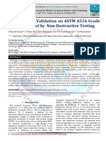 Experimental Validation On ASTM A516 Grade 70 Carbon Steel by Non-Destructive Testing