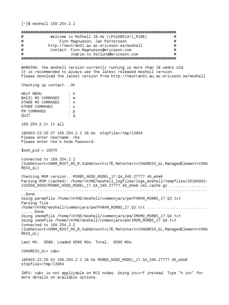 MoShell 18.0e Connection Log Analysis | PDF | System Software | Areas ...