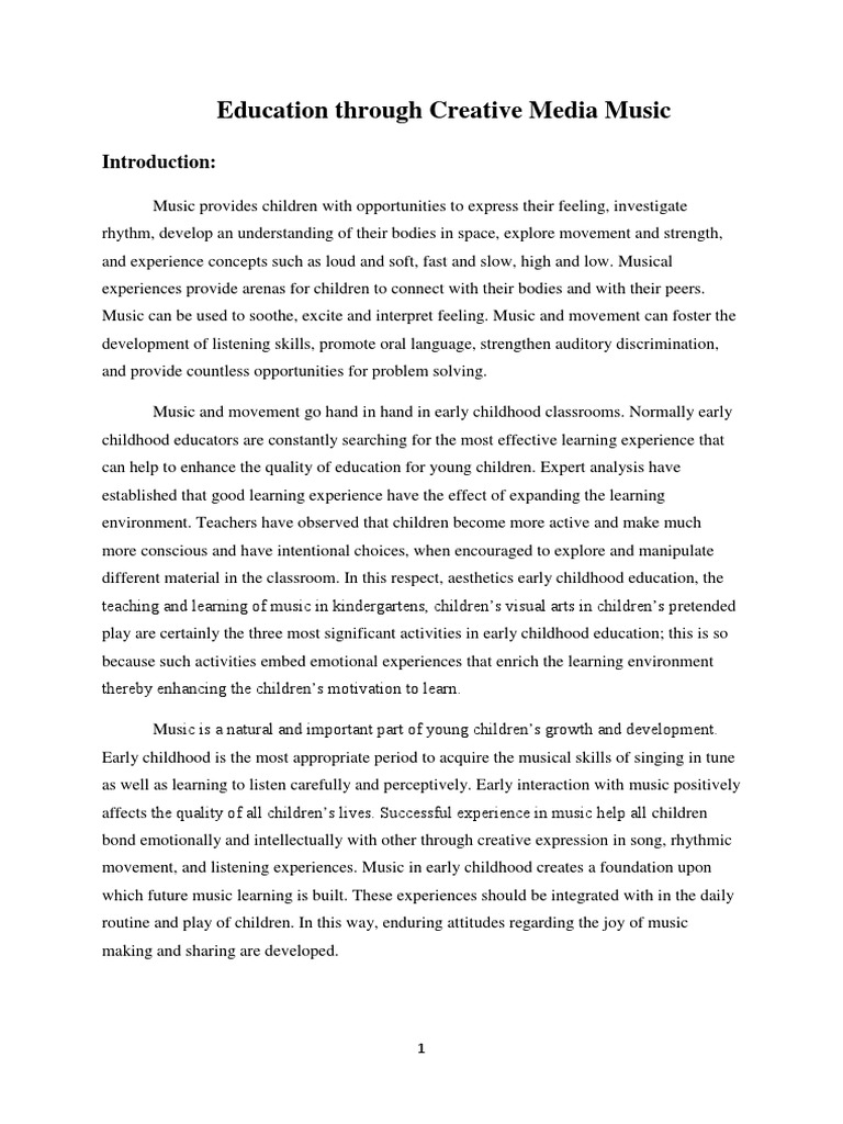 Music's Role in Early Childhood Development | PDF | Music Education ...