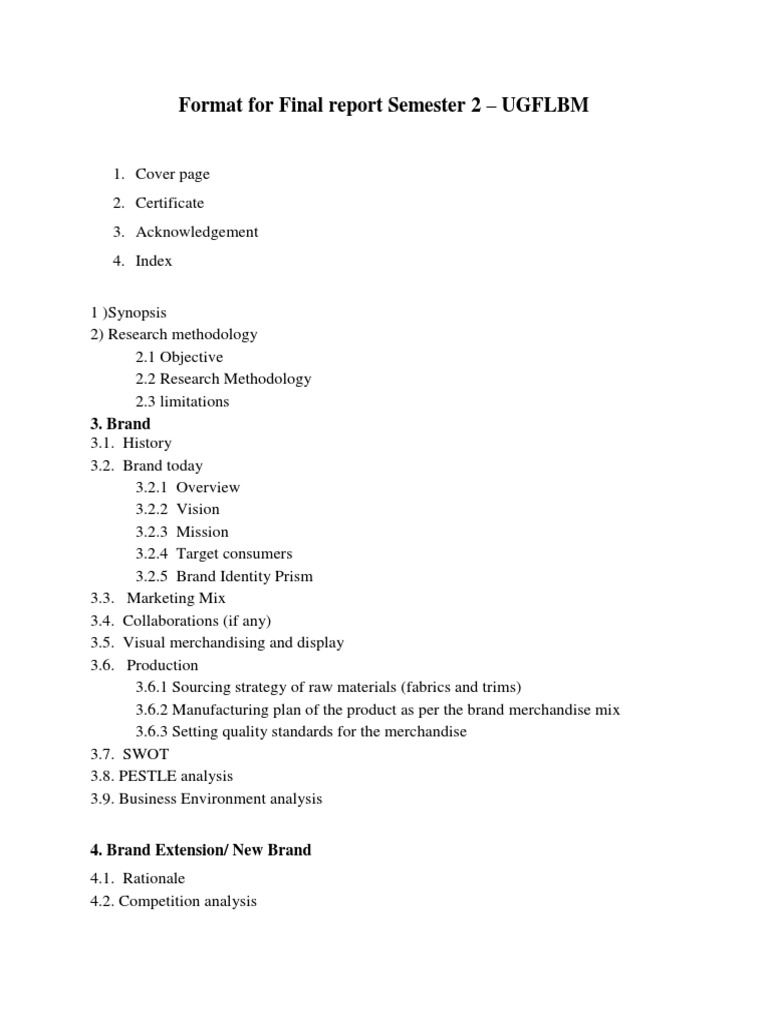 Final Report Format for UGFLBM Semester 2 | PDF | Merchandising | Brand