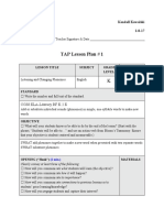 TAP Lesson Plan # 1: Lesson Title Subject Grade Level Duration