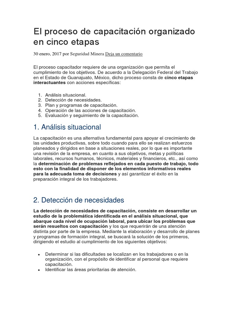 Proceso de Capacitación en 5 Etapas | PDF | Evaluación | Cognición