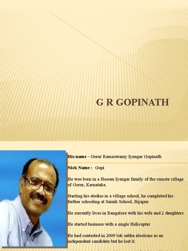 G.R. Gopinath: Aviation Pioneer and Family | PDF | Aviation | Economies