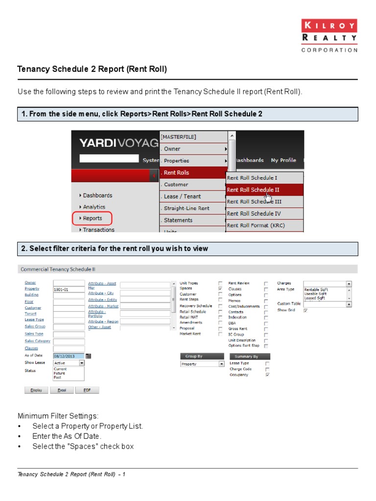 Tenancy Schedule II Report Guide | PDF