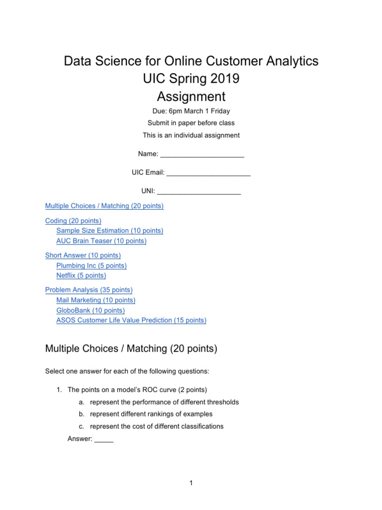 GloboBank Customer Analytics Assignment | PDF | Receiver Operating ...
