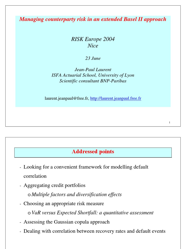 Managing Counter Party Risk in An Extended Basel II Approach | PDF ...