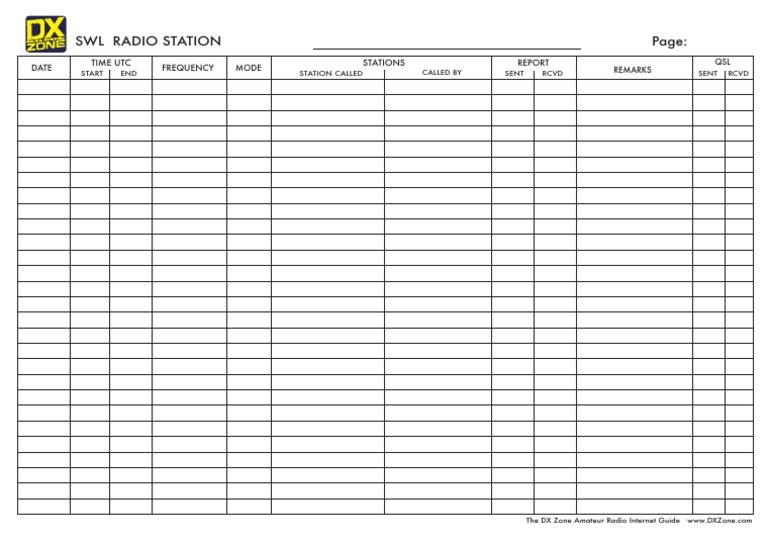 SWL Radio Log Template Guide | PDF | Telecommunications Engineering ...