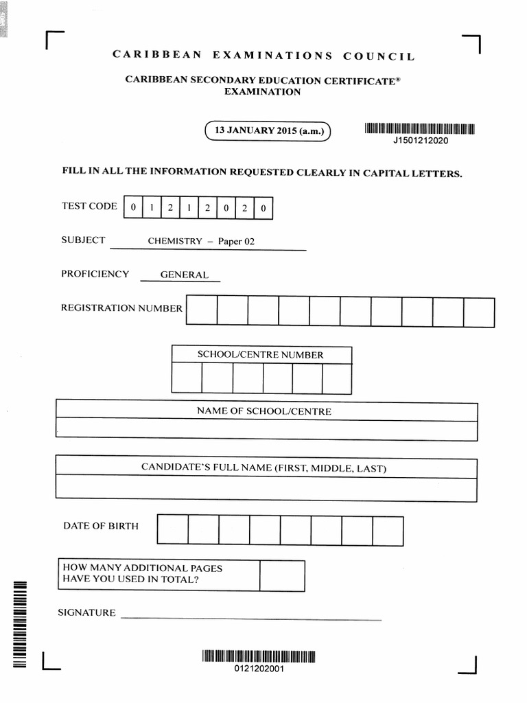 CSEC Chemistry January 2015 P2 | PDF