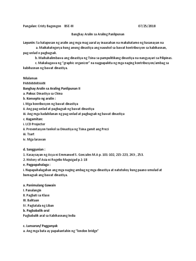 Sample Lesson Plan | PDF
