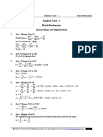 Subject Test - I Fluid Mechanics: Answer Keys and Explanations