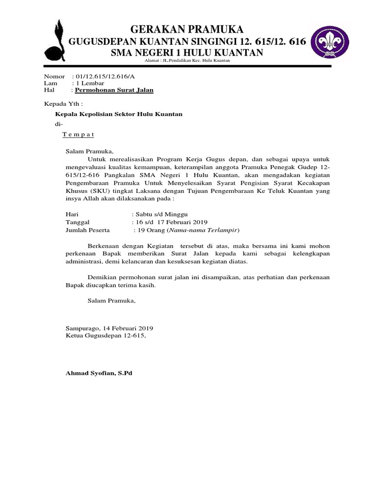 Permohonan Surat Jalan Dan Pemberitahuan Pdf
