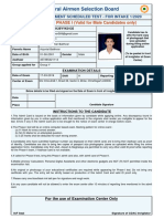 Central Airmen Selection Board: ADMIT CARD - PHASE I (Valid For Male Candidates Only)