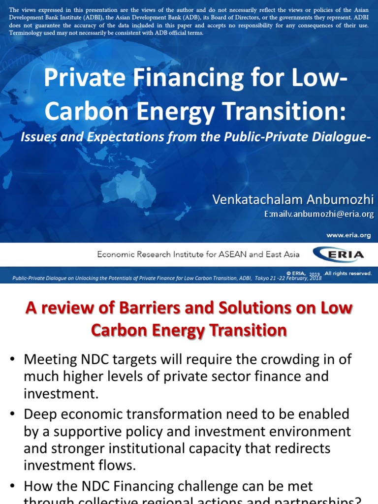 Private Financing For Low-Carbon Energy Transition: Issues and ...