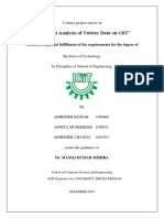 "Sentiment Analysis of Twitter Data On GST": Submitted in Partial Fulfillment of The Requirements For The Degree of