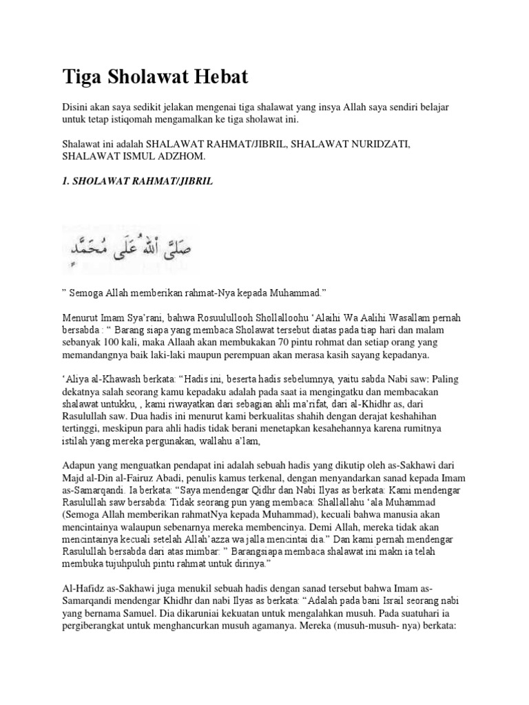 Tiga Sholawat Hebat