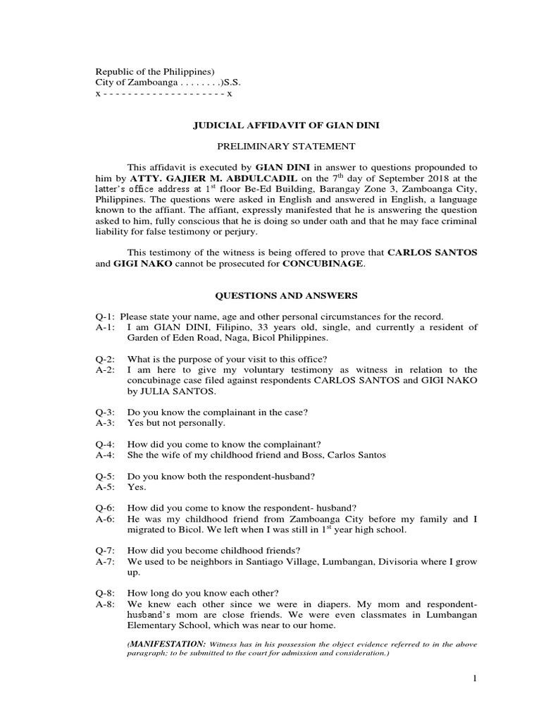 Judicial Affidavit witness.docx Affidavit Perjury