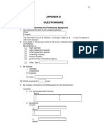 Appendix D Questionnaire: Part A: Information Concerning Your Professional Background