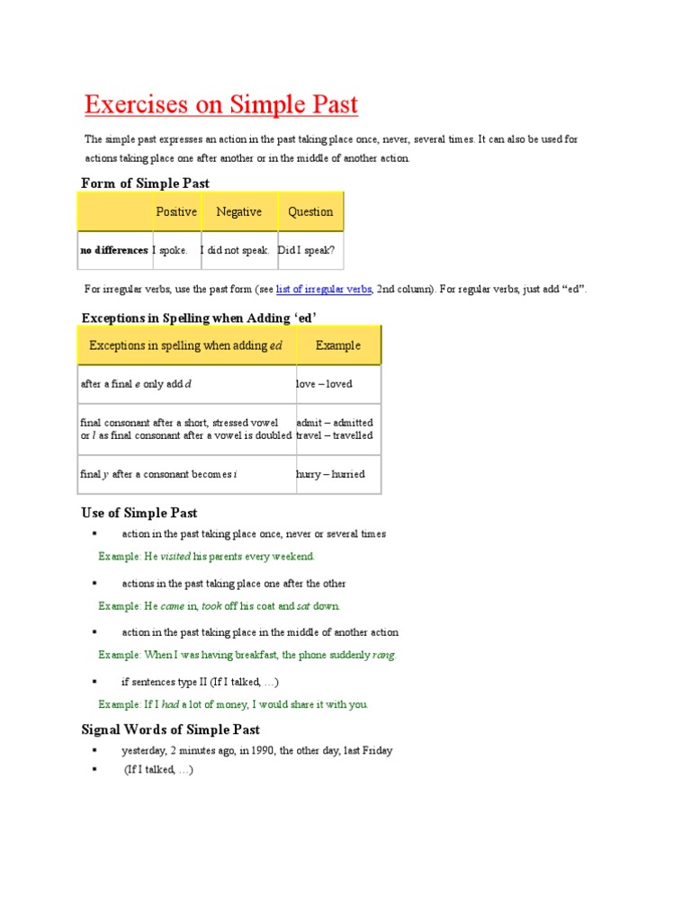 Simple Past and Past Progressive Exercises | PDF