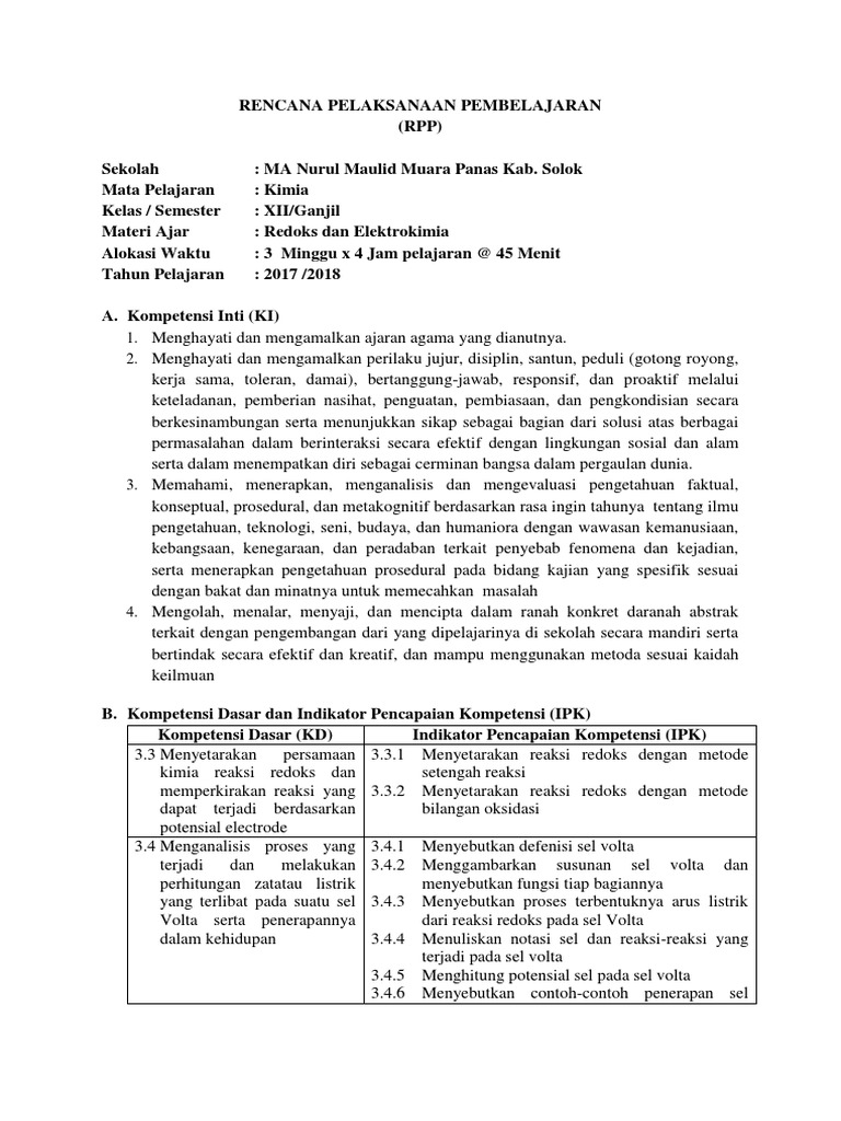 Rpp Redoks Dan Elektrokimia Docx