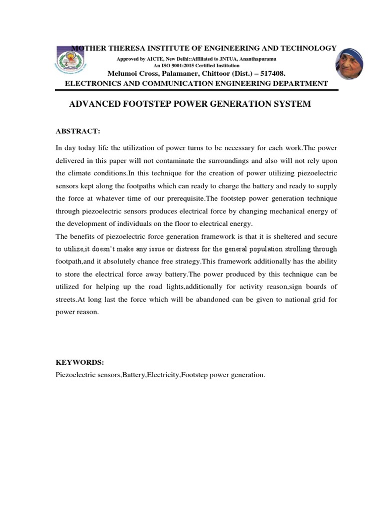 Footstep Power Generation System | PDF | Science & Mathematics