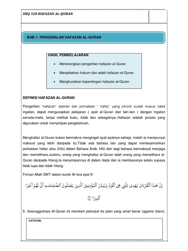Bab 1 Hafazan Al Quran Pdf