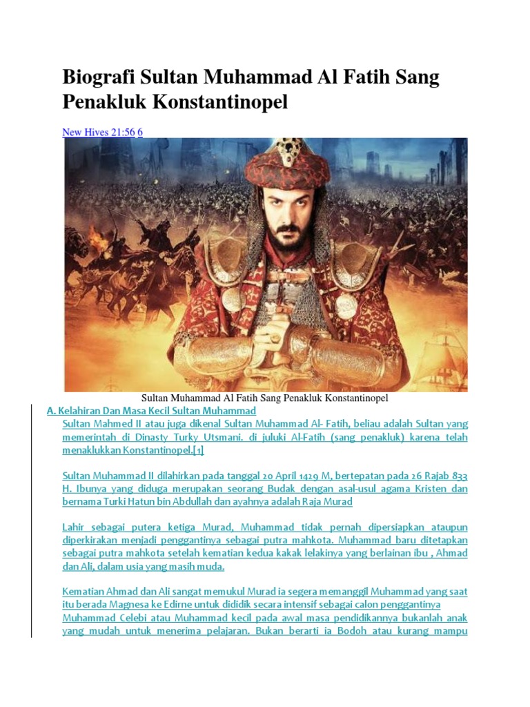 Kisah Inspiratif Sultan Muhammad Al-Fatih: Penakluk Konstantinopel